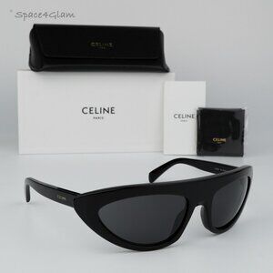 BRAND NEW Celine CL40261I 01A Black Dark Grey Wraparound Unisex Sunglasses